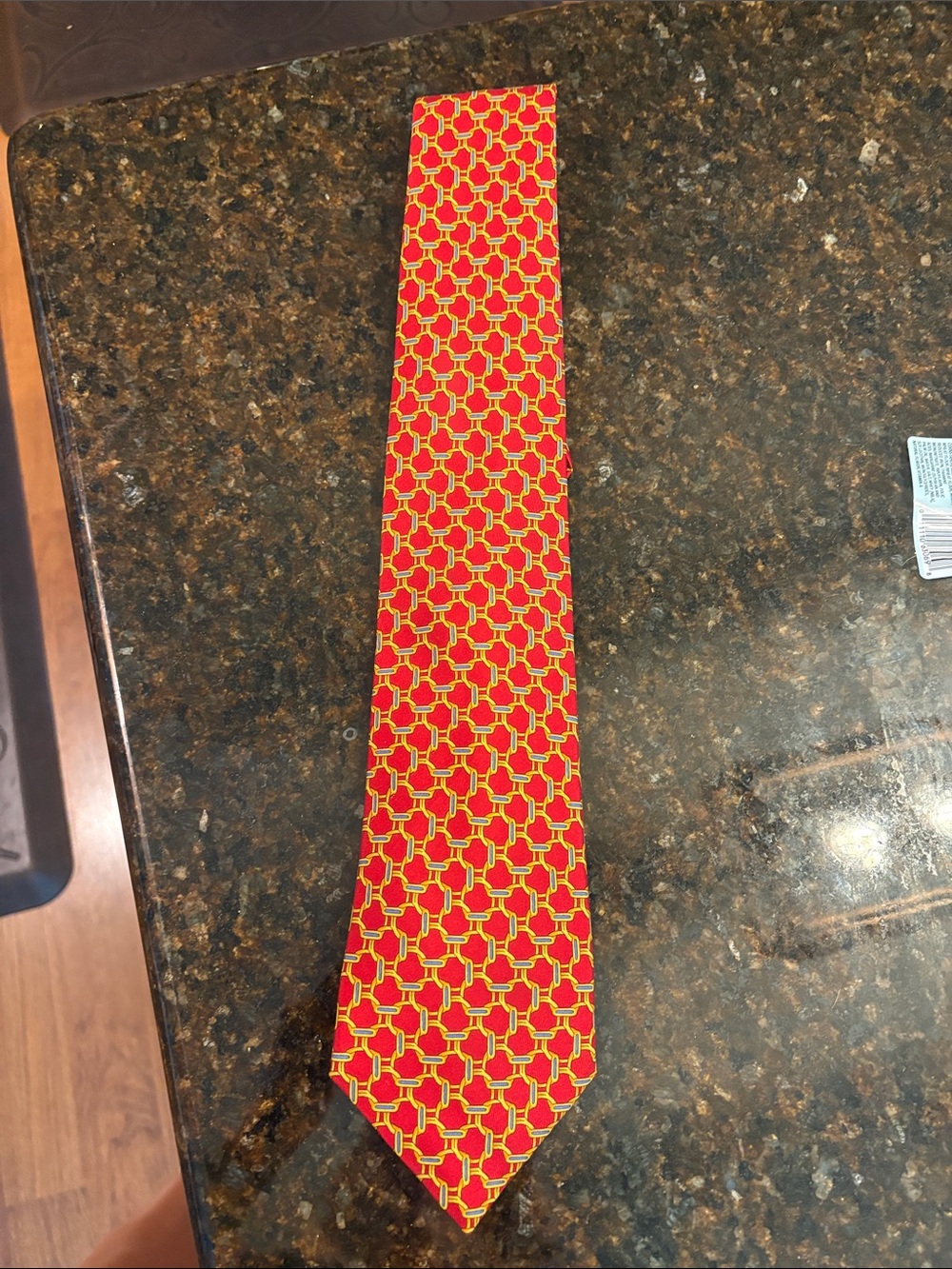 Burberry Red and Yellow Geometric Silk Tie